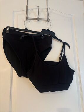 Classic Black Bikini Top and High-Waist Bottom Set